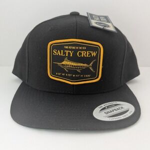 Salty Crew Chasing Tail Hat Black Snapback Marlin Fishing Cap Yupoong 35035871